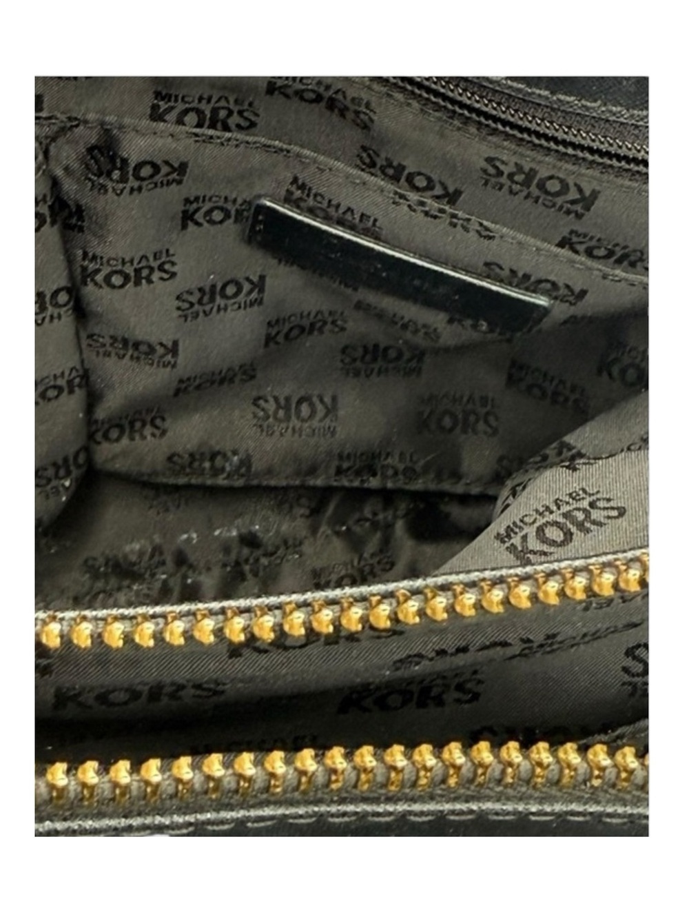 Michael Kors ✿ Florence Medium Saffiano Leather Satchel Handbag ✿ Black Gold MK - Picture 10 of 16